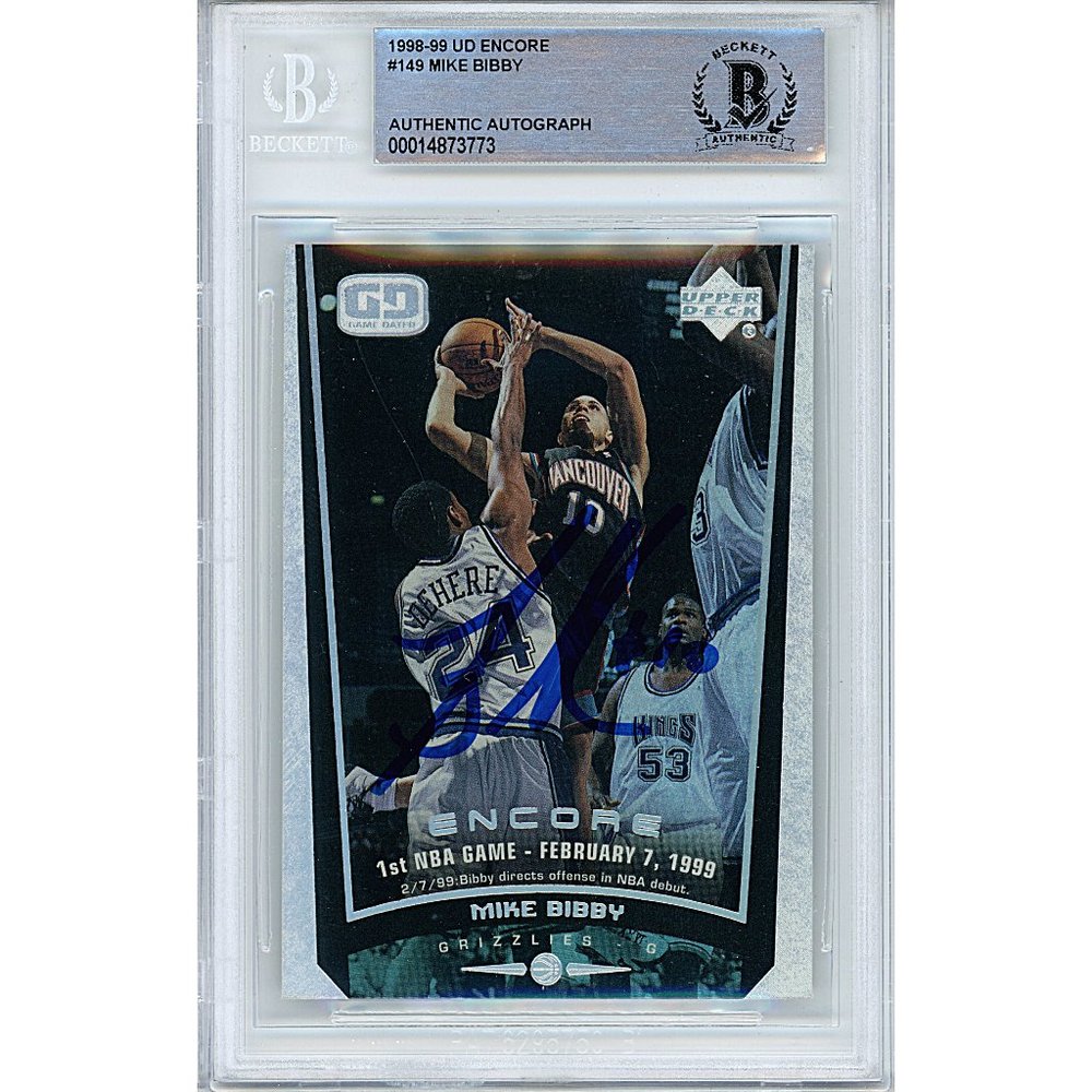 Mike Bibby Signed 1998-99 Upper Deck Basketball Card Beckett Grizzlies Autograph